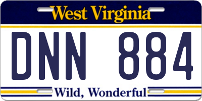 WV license plate DNN884