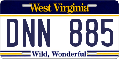 WV license plate DNN885