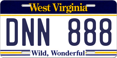 WV license plate DNN888
