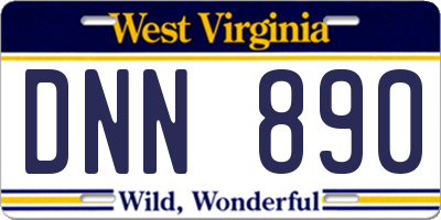 WV license plate DNN890
