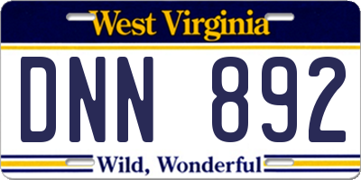 WV license plate DNN892