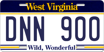 WV license plate DNN900