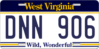WV license plate DNN906
