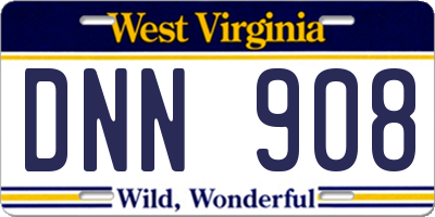 WV license plate DNN908