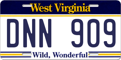 WV license plate DNN909