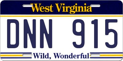 WV license plate DNN915