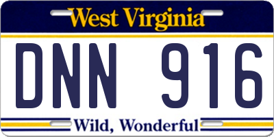 WV license plate DNN916