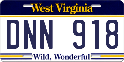 WV license plate DNN918