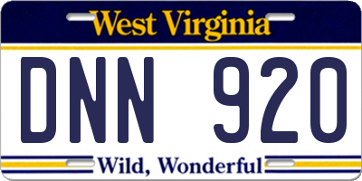 WV license plate DNN920