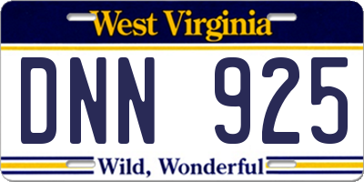WV license plate DNN925