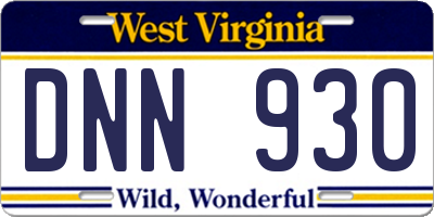 WV license plate DNN930