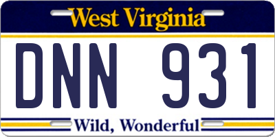 WV license plate DNN931
