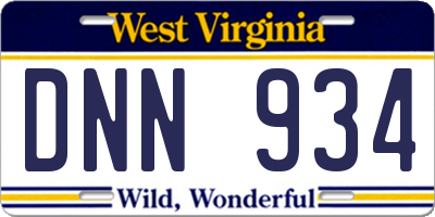 WV license plate DNN934