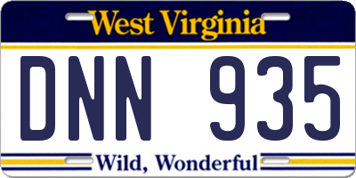 WV license plate DNN935