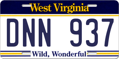 WV license plate DNN937