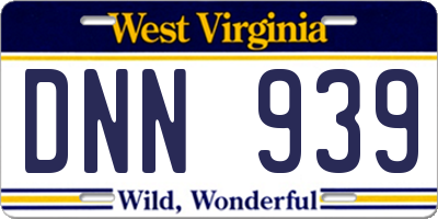 WV license plate DNN939