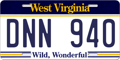 WV license plate DNN940