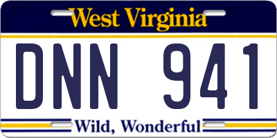 WV license plate DNN941