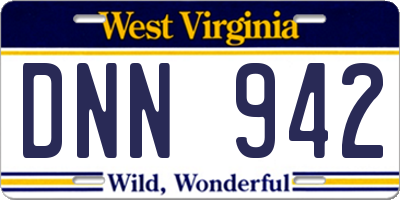 WV license plate DNN942