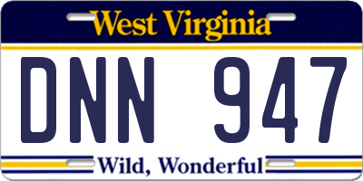 WV license plate DNN947