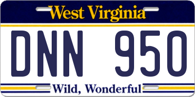 WV license plate DNN950