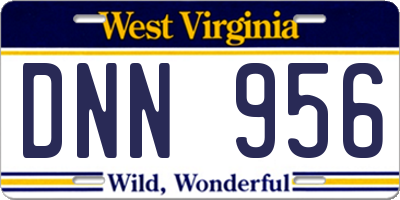 WV license plate DNN956