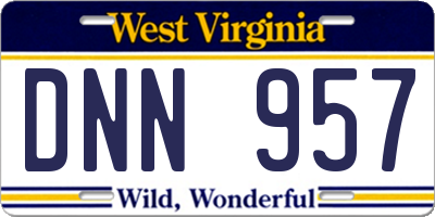 WV license plate DNN957
