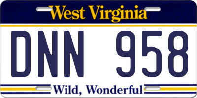 WV license plate DNN958