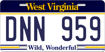 WV license plate DNN959