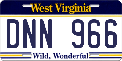 WV license plate DNN966