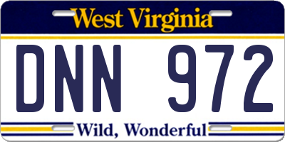 WV license plate DNN972