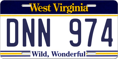 WV license plate DNN974