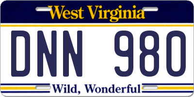 WV license plate DNN980