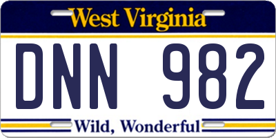 WV license plate DNN982
