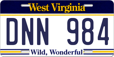 WV license plate DNN984