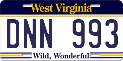 WV license plate DNN993