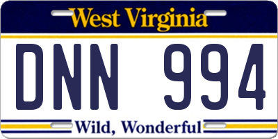 WV license plate DNN994