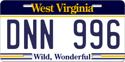 WV license plate DNN996