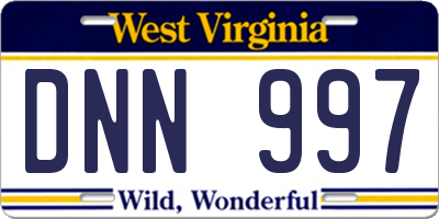 WV license plate DNN997
