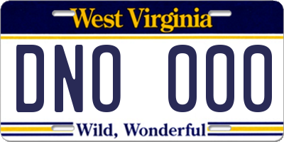 WV license plate DNO000