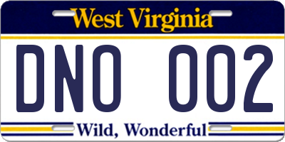 WV license plate DNO002