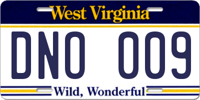 WV license plate DNO009