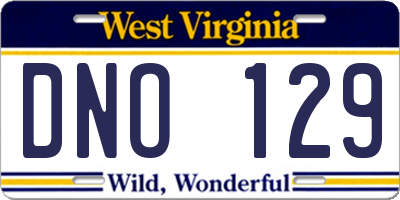 WV license plate DNO129