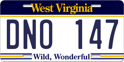 WV license plate DNO147