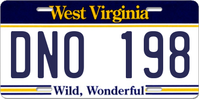 WV license plate DNO198