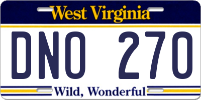WV license plate DNO270