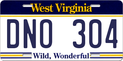 WV license plate DNO304