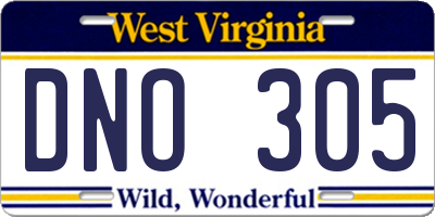 WV license plate DNO305