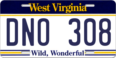 WV license plate DNO308