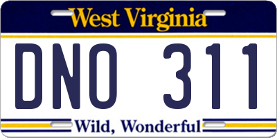WV license plate DNO311